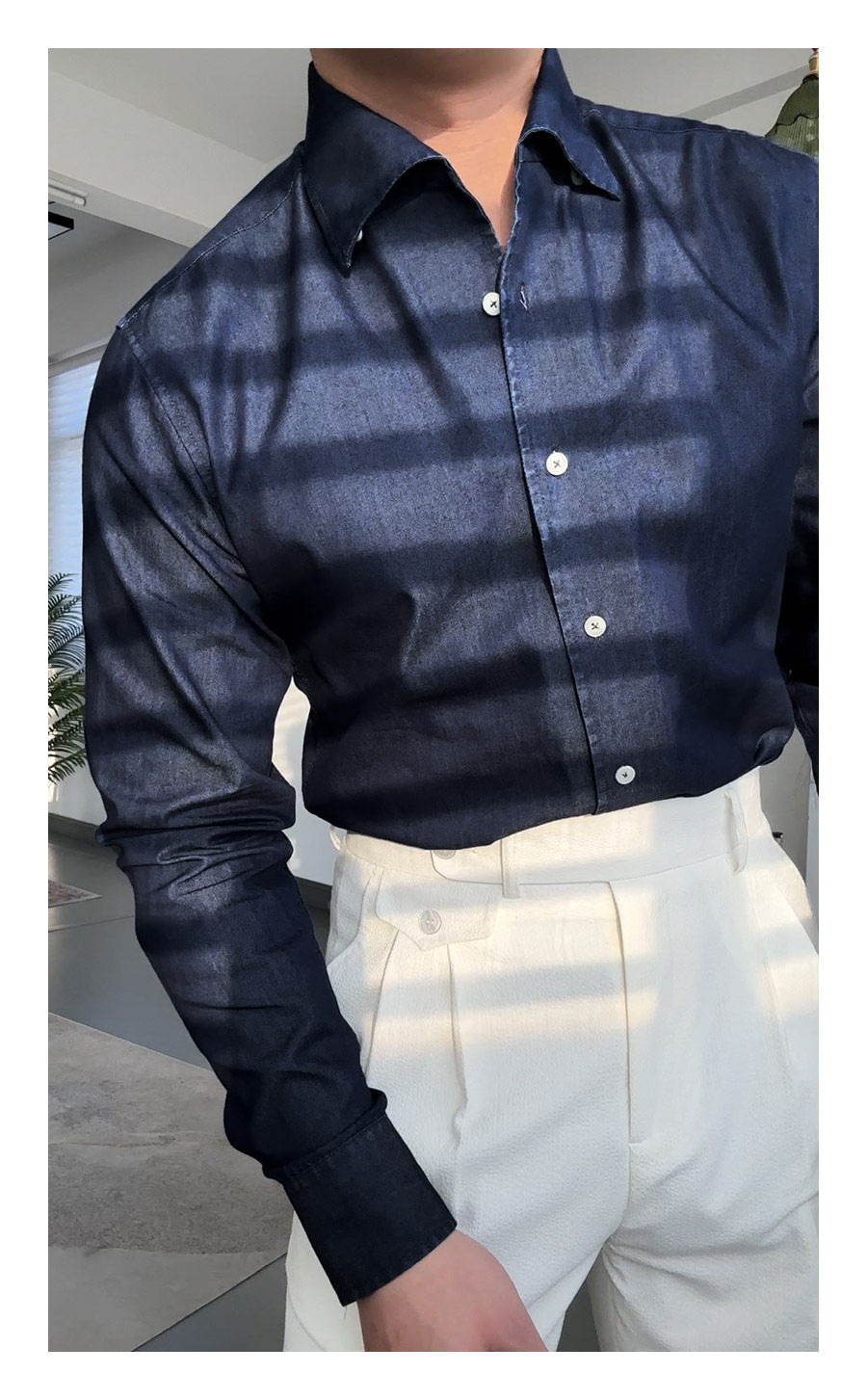 One-Piece Collar Denim Shirt