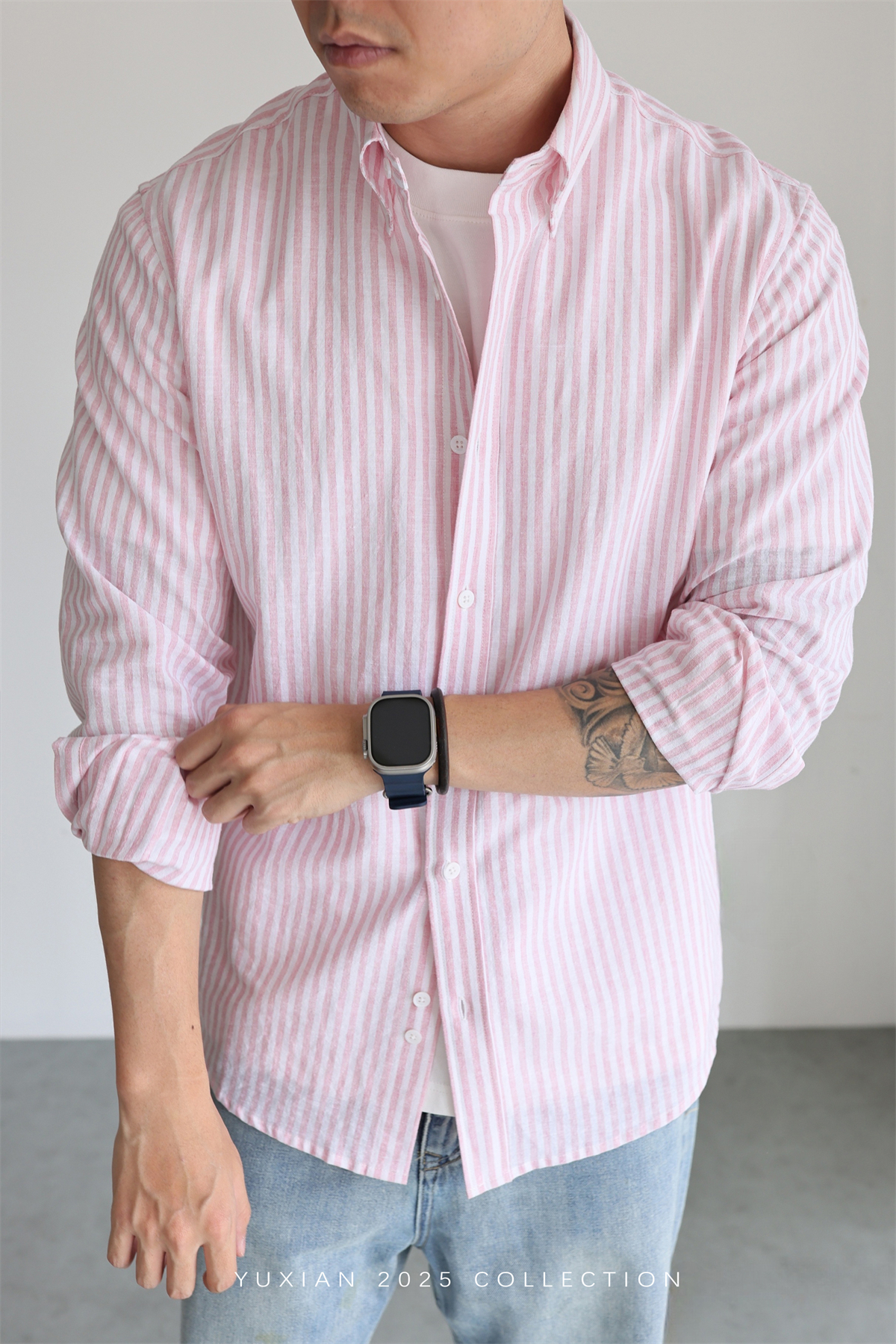 Linen-Cotton Stripe Shirt