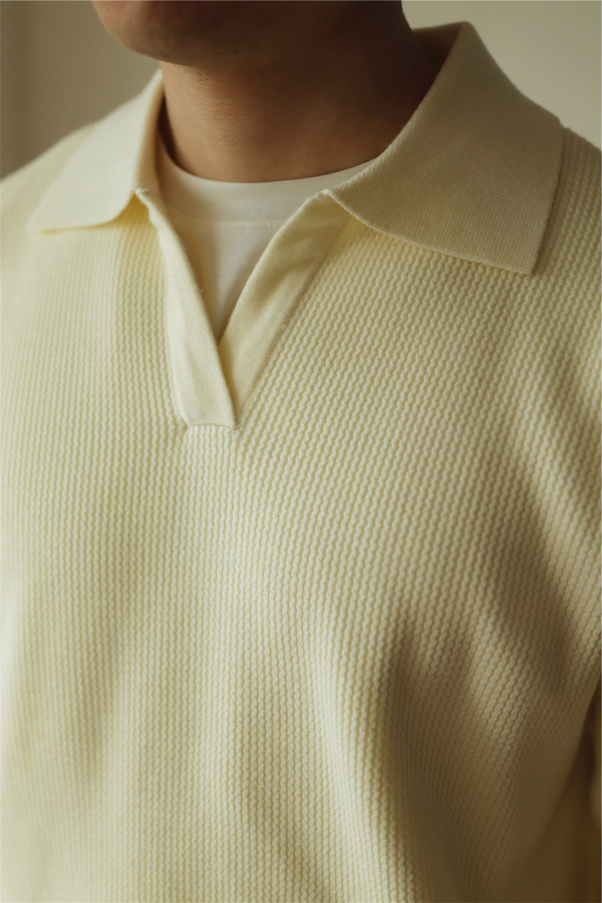 V-Neck Heavyweight Knit Polo