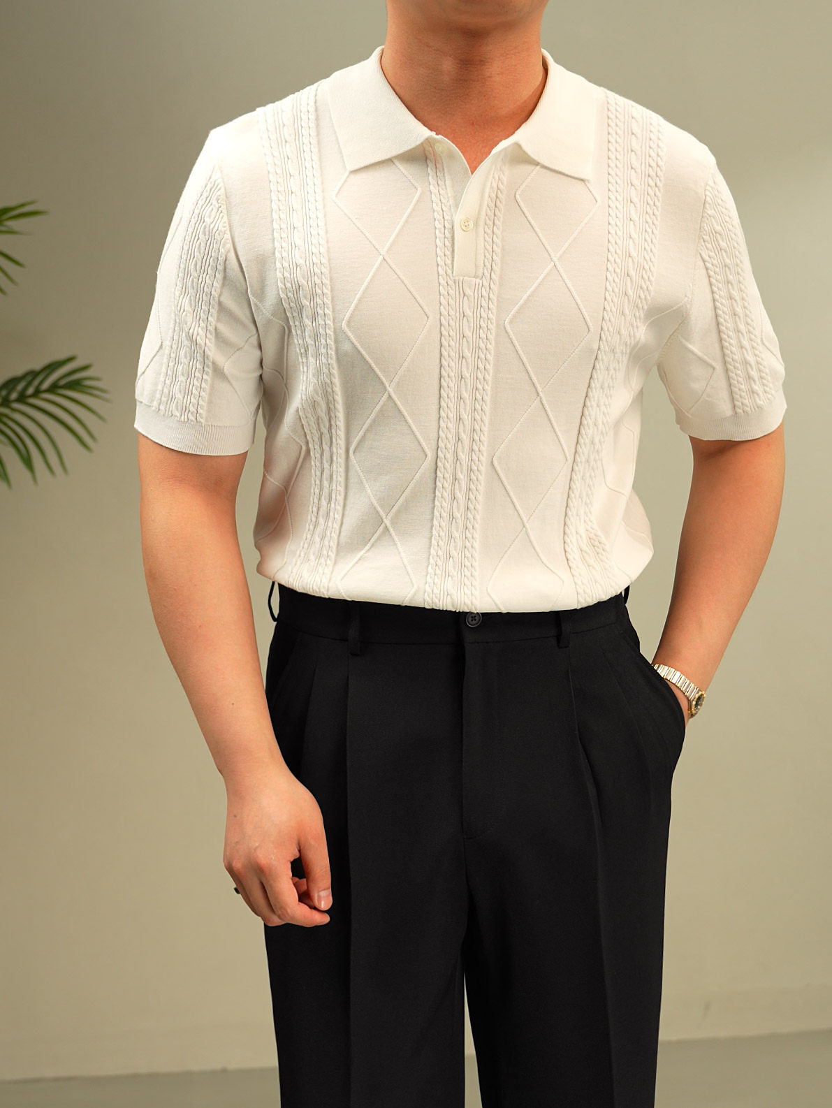 Summer Jacquard Knit Polo