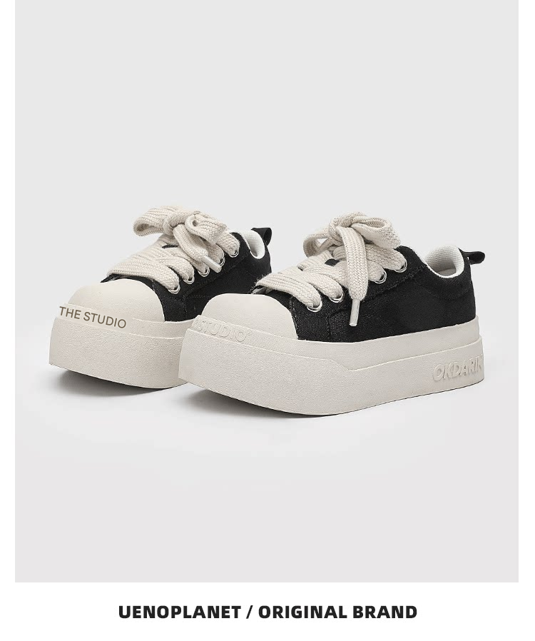 MONSEN Suitory Round-Toe Height-Boost Sneakers in Denim product image