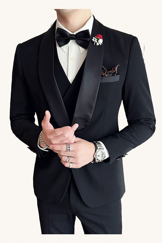 MONSEN Suitory Slim Fit Tuxedo Suit in Wool product image