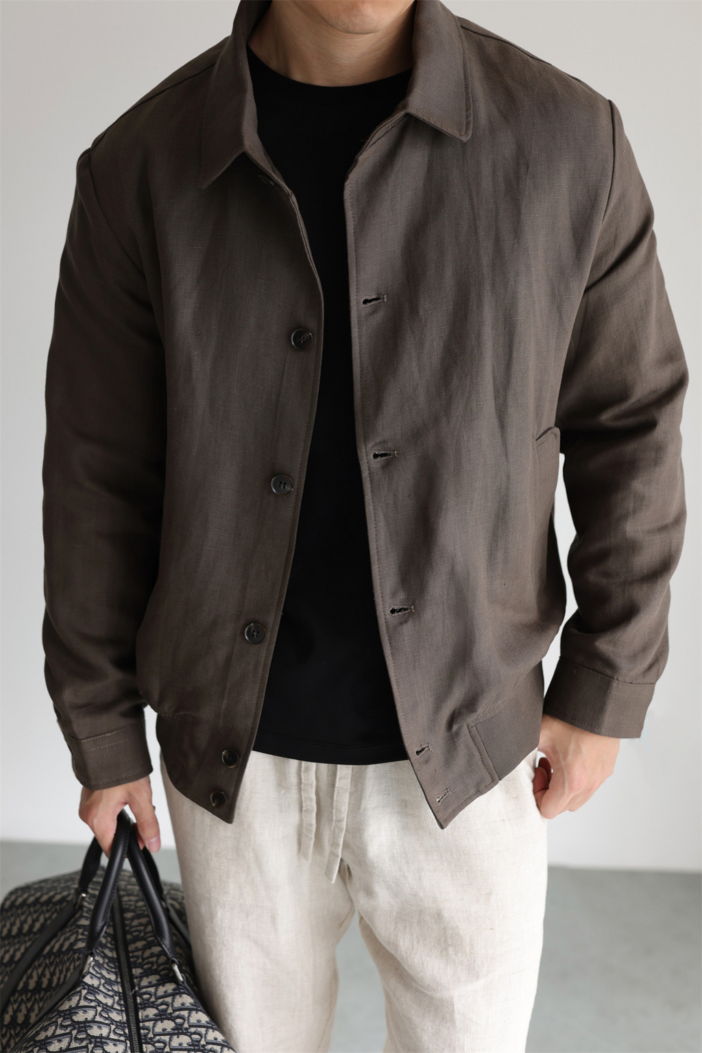 MONSEN Suitory Tencel-Linen Lightweight Sheen Lapel Jacket product image