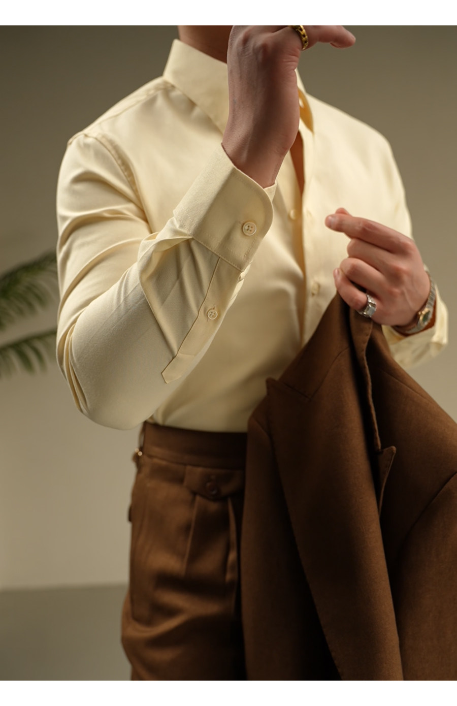 MONSEN Suitory Retro Oxford Non-Iron Wide Collar Shirt in Cotton product image
