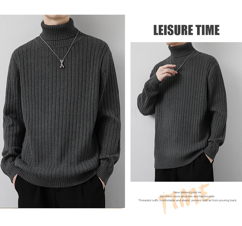 Cotton Turtleneck Stretch Sweater