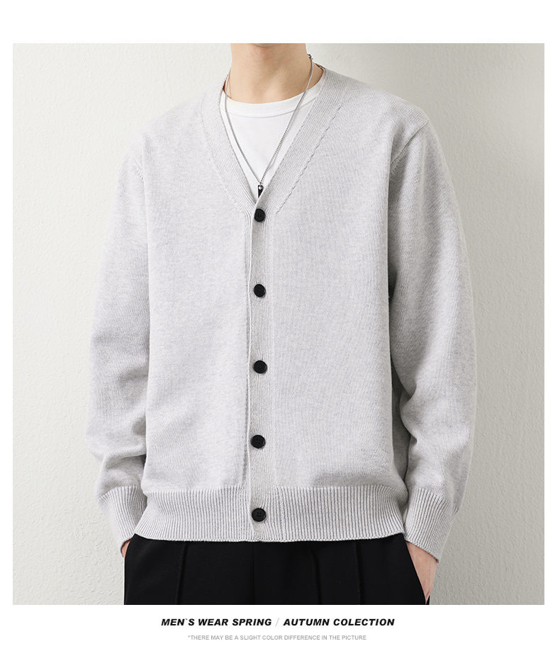 Cotton-Rich V-Neck Knit Cardigan