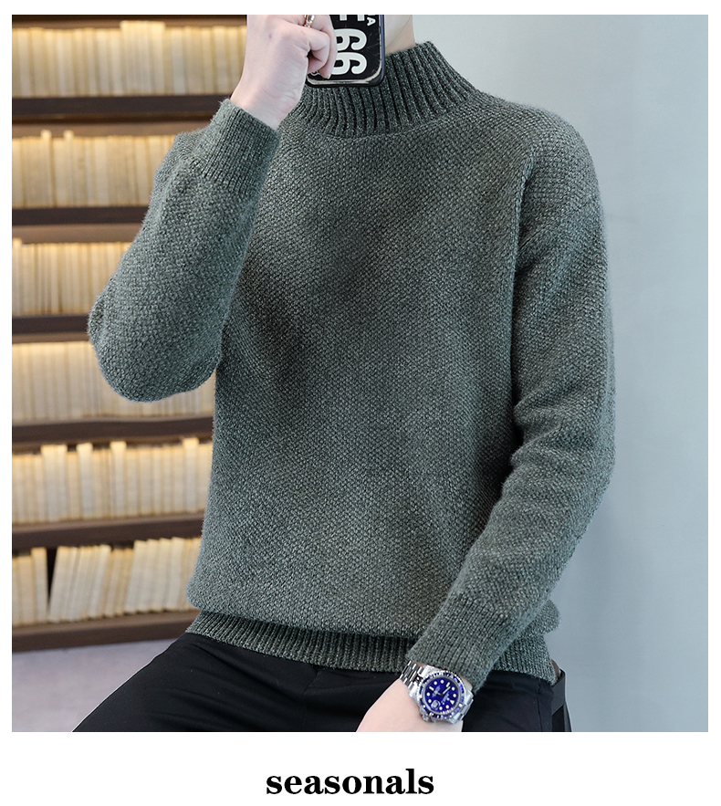 Mock-Neck Fleece Chenille Sweater