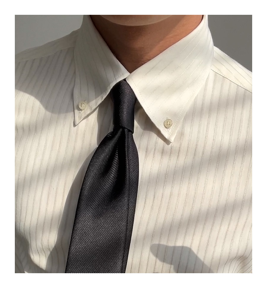 MONSEN Suitory Long-Point Collar Striped Shirt in Cotton product image