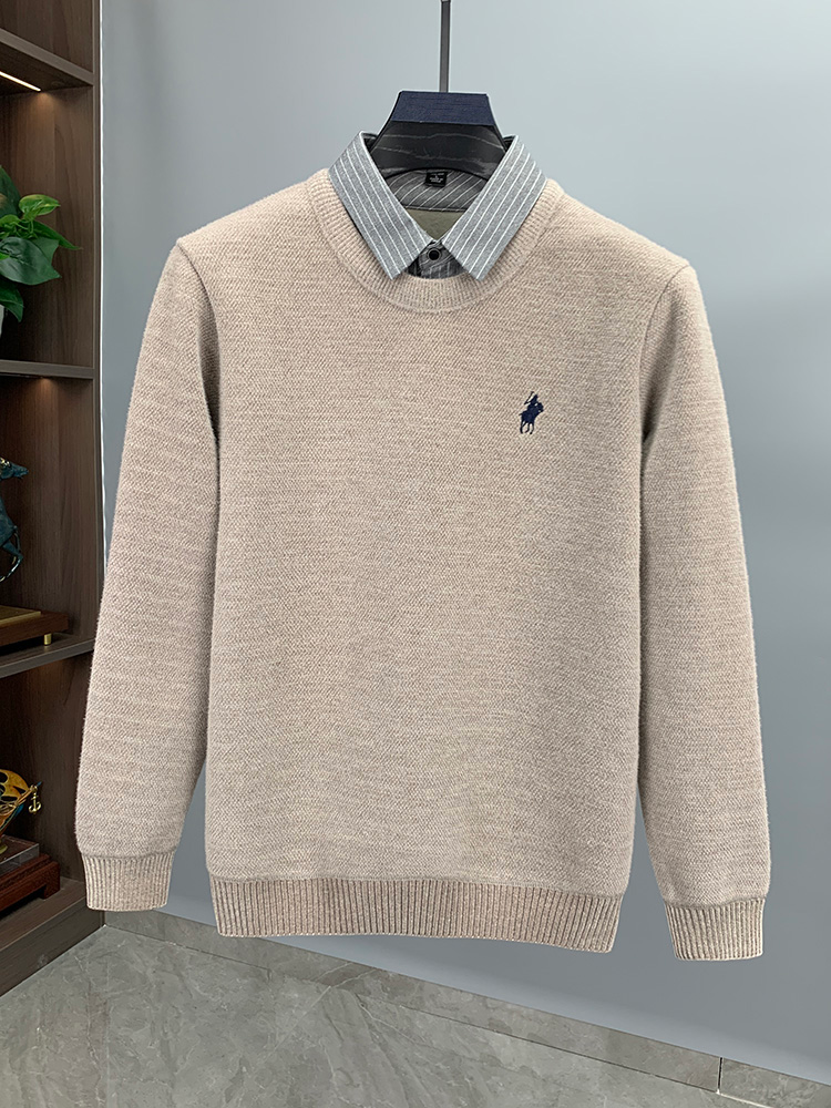 MONSEN Suitory Fleece-Lined Faux Shirt Collar Sweater product image