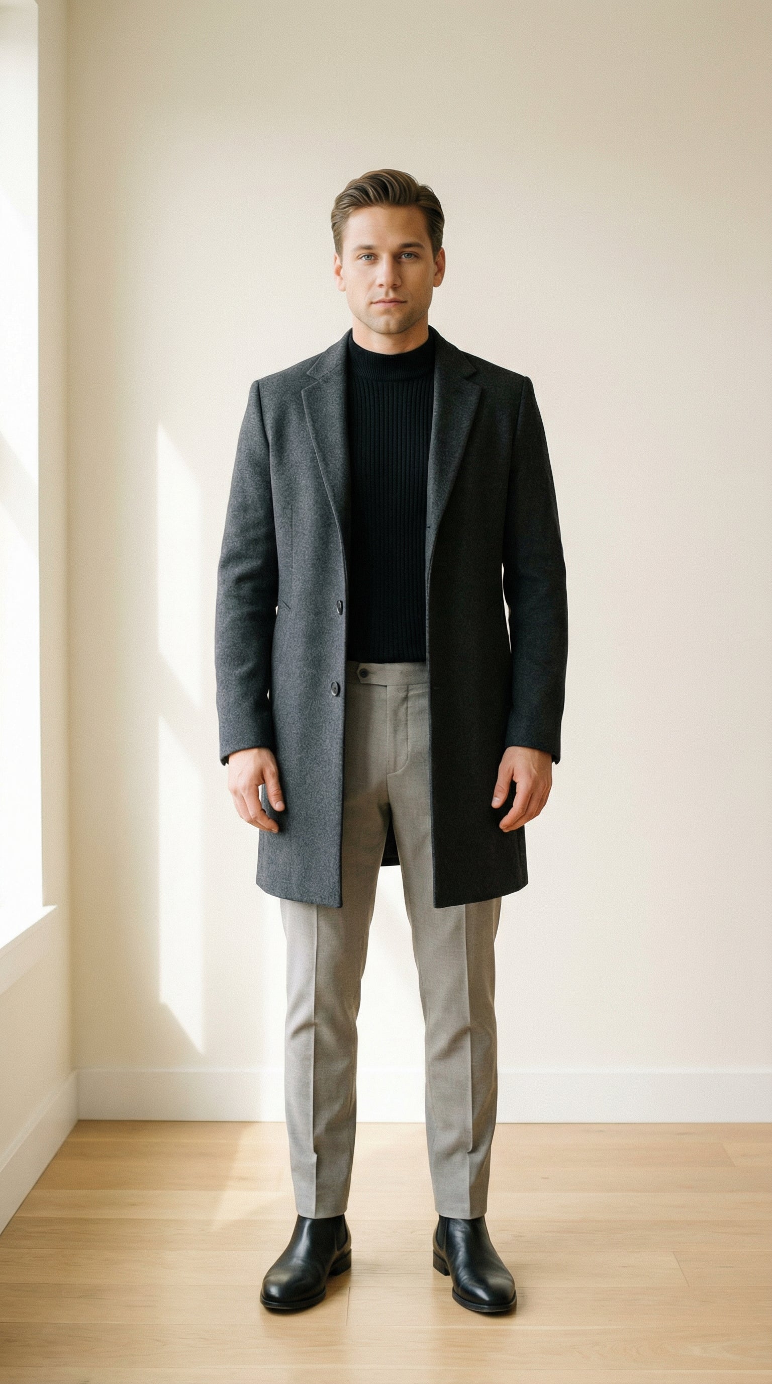 MONSEN Suitory Ribbed Mock Neck Knit Sweater in Fleece-Lined product image