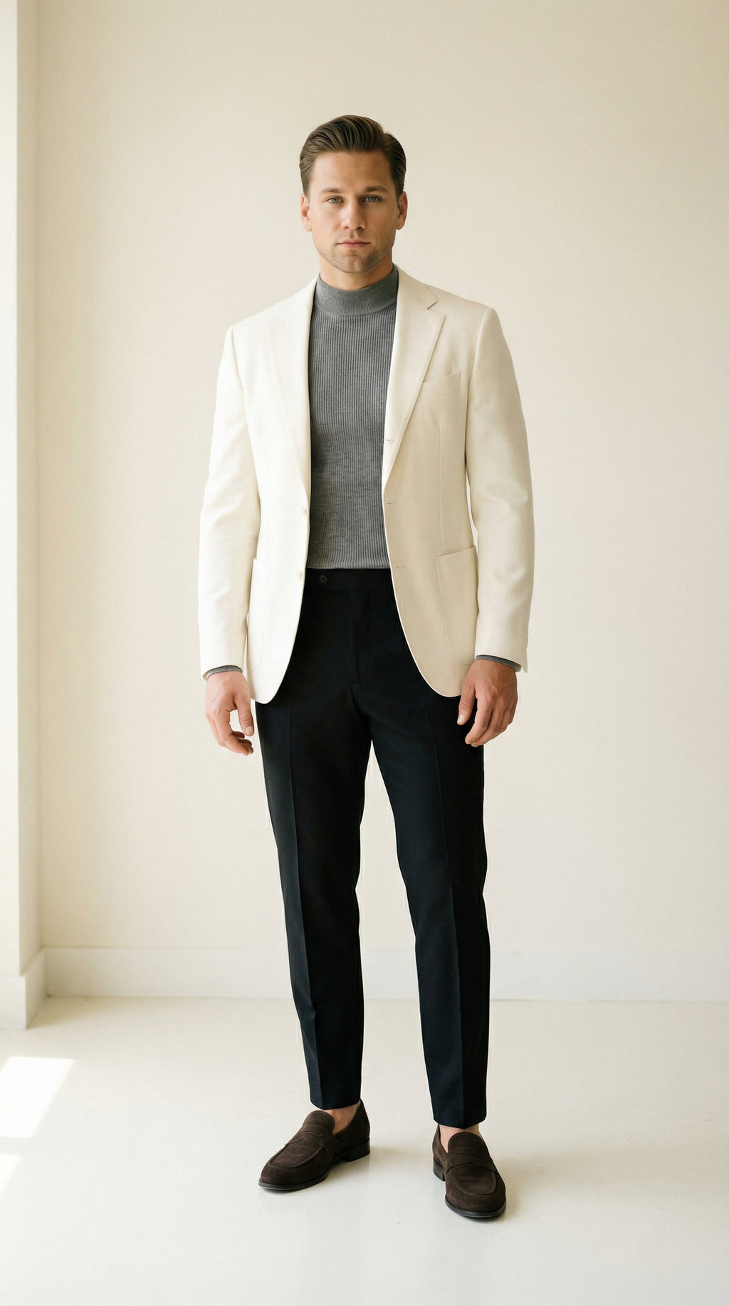 MONSEN Suitory Ribbed Mock Neck Knit Sweater in Fleece-Lined product image