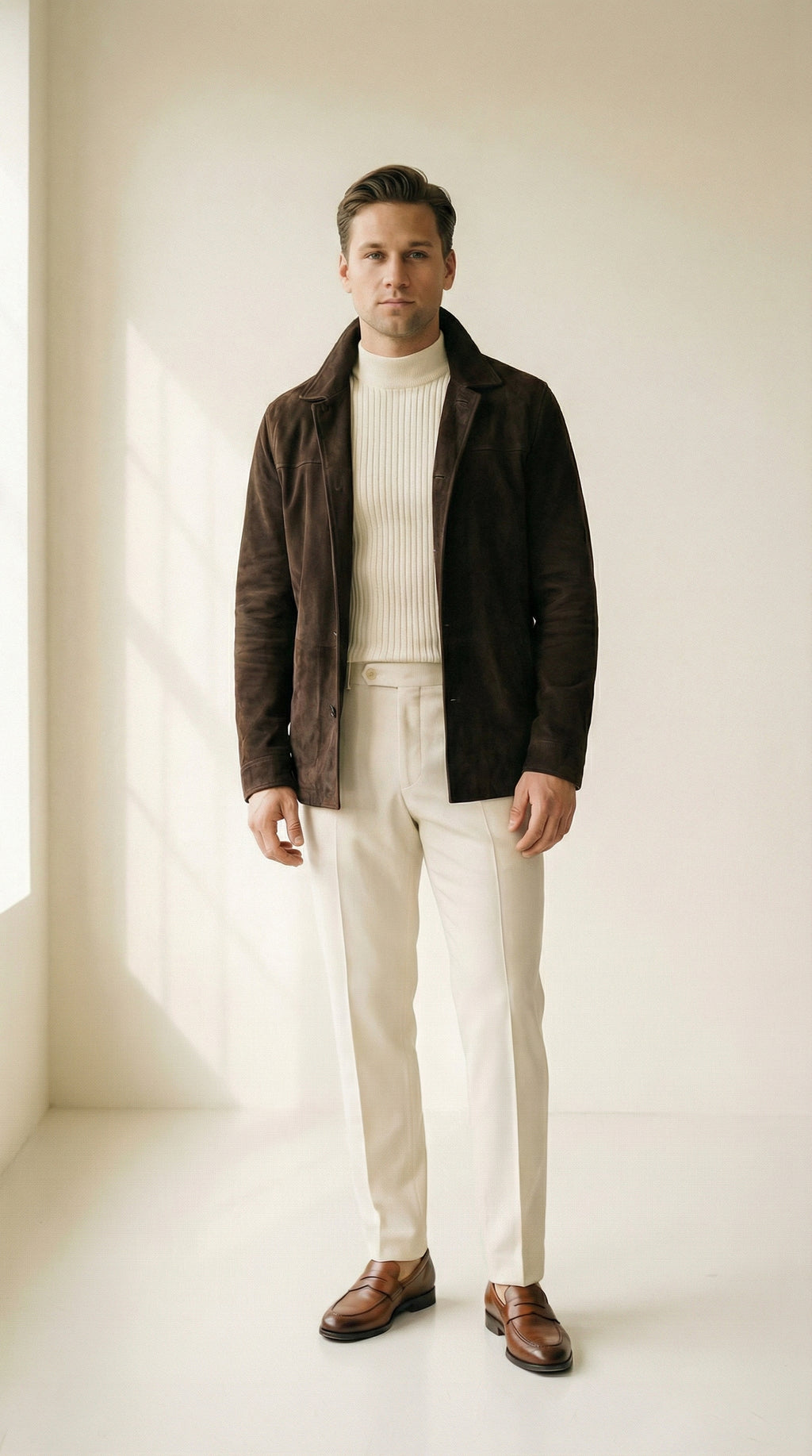 MONSEN Suitory Ribbed Mock Neck Knit Sweater in Fleece-Lined product image