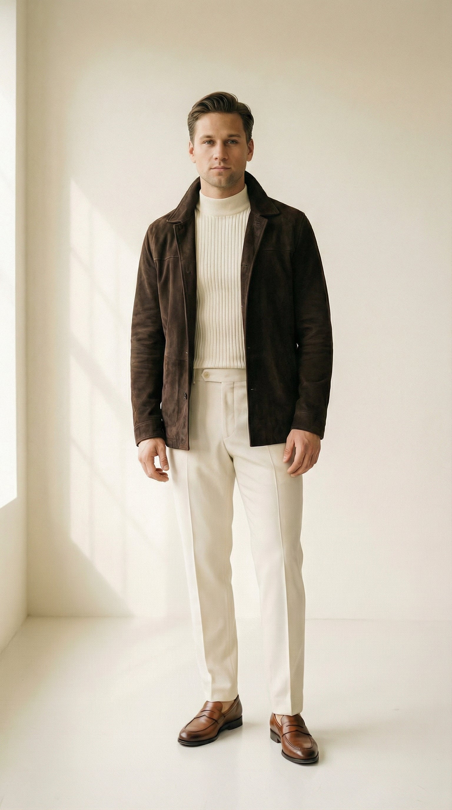 MONSEN Suitory Ribbed Mock Neck Knit Sweater in Fleece-Lined product image