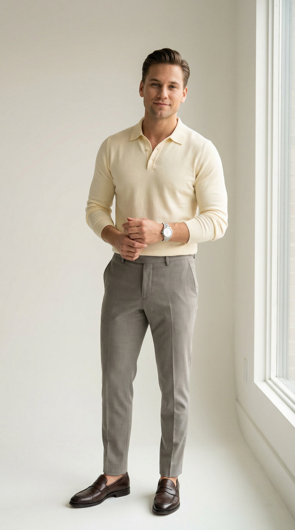 MONSEN Suitory Cotton-Blend Long-Sleeve Polo product image