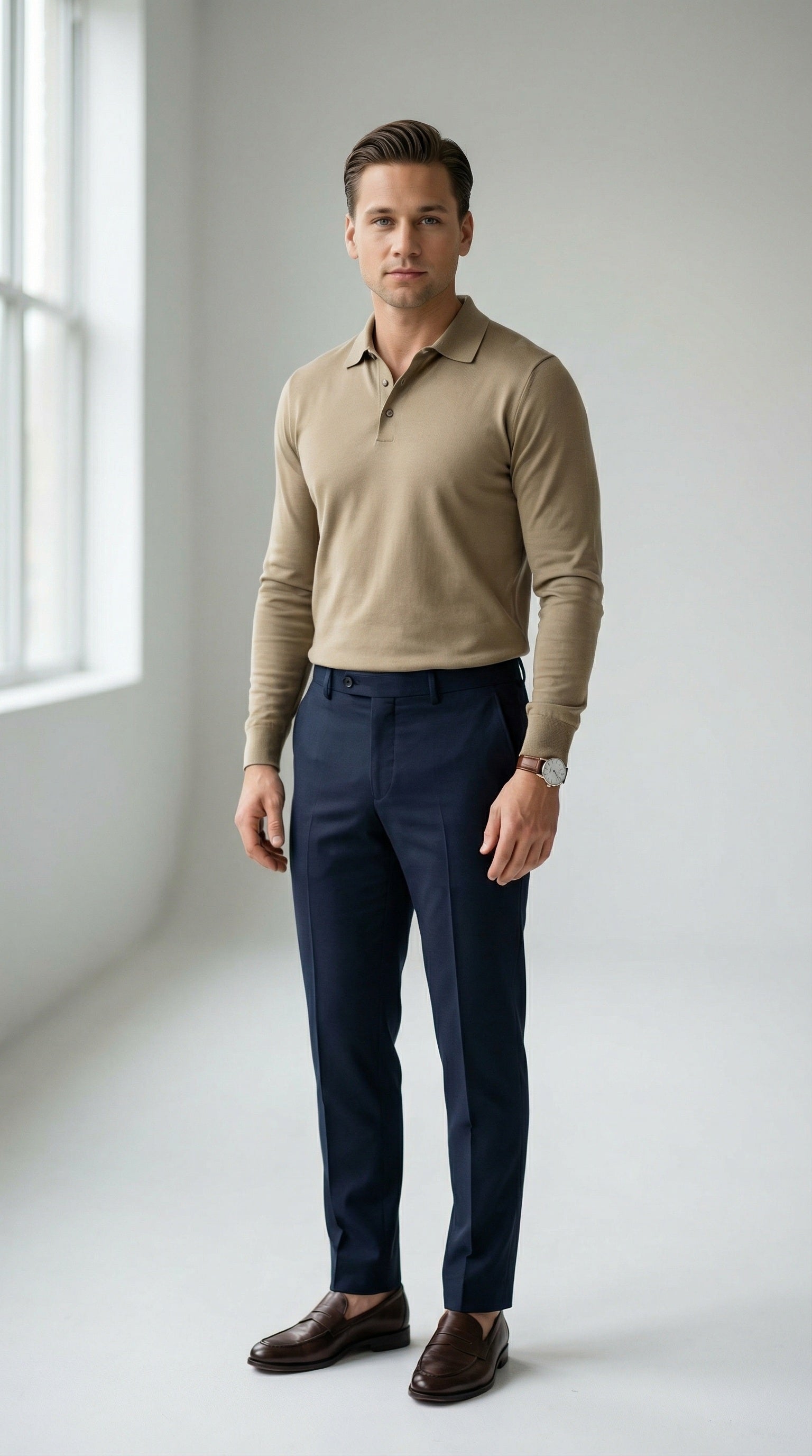 MONSEN Suitory Cotton-Blend Long-Sleeve Polo product image
