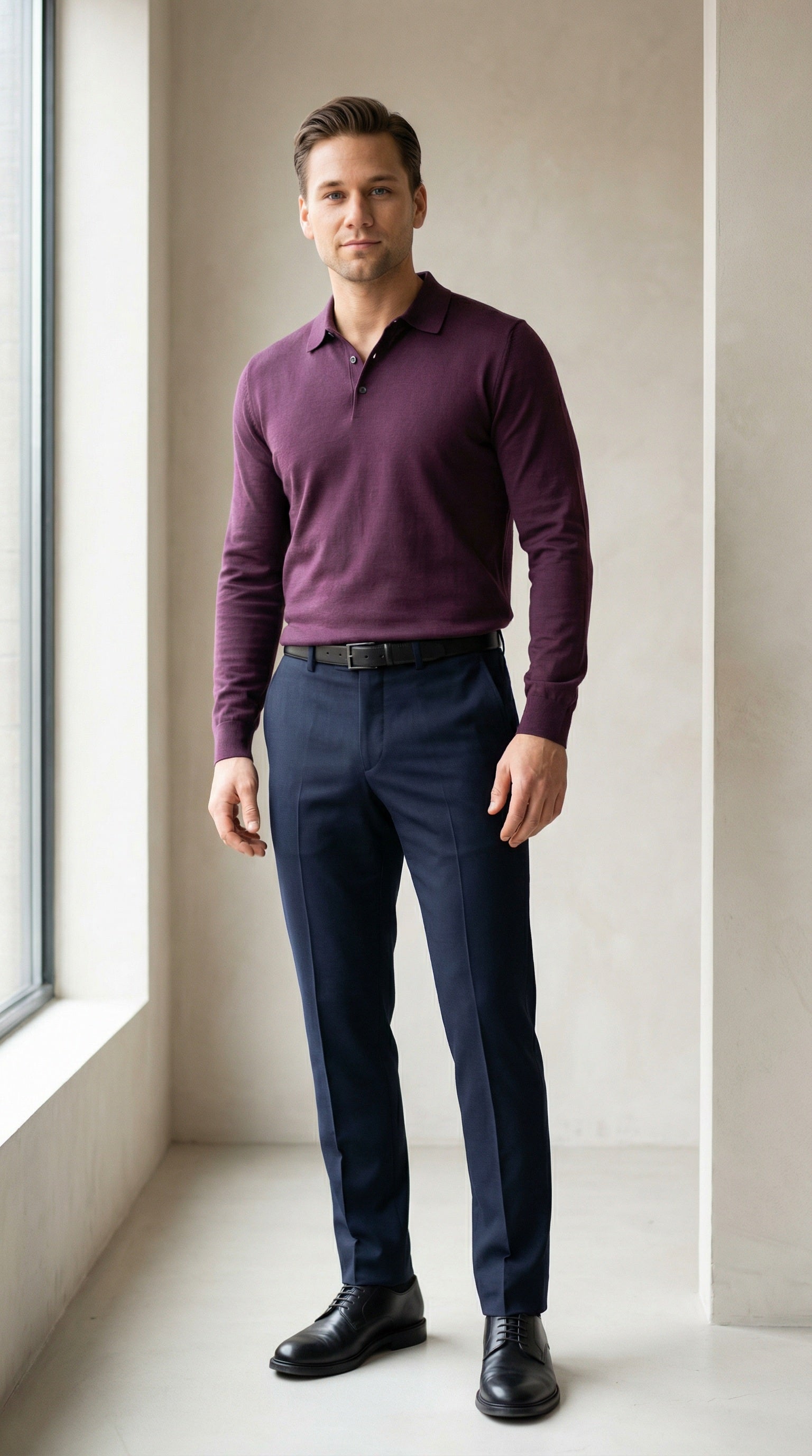 MONSEN Suitory Cotton-Blend Long-Sleeve Polo product image