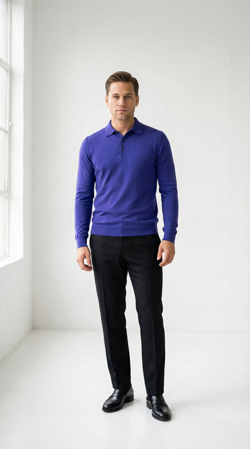 MONSEN Suitory Cotton-Blend Long-Sleeve Polo product image