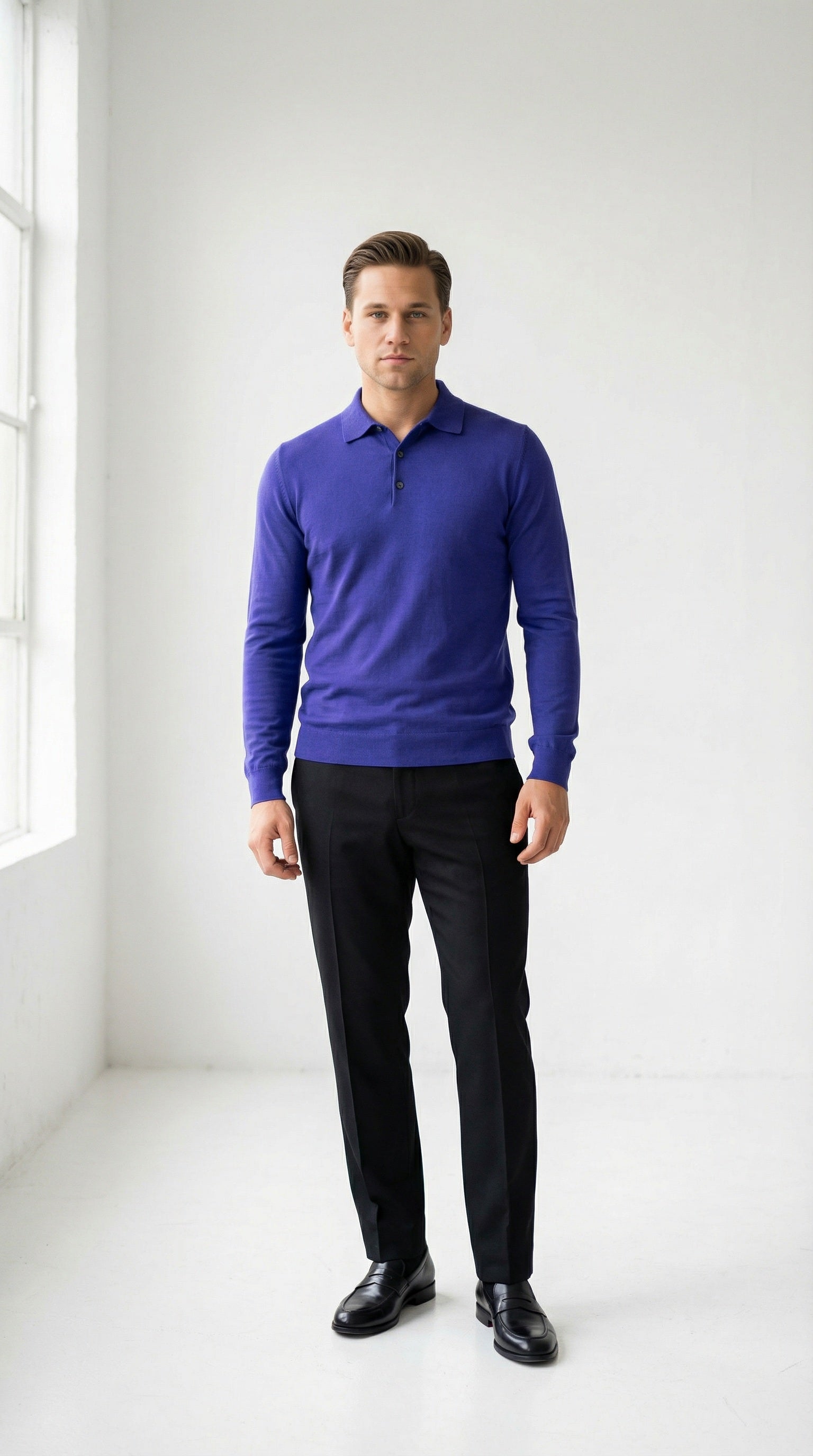 MONSEN Suitory Cotton-Blend Long-Sleeve Polo product image