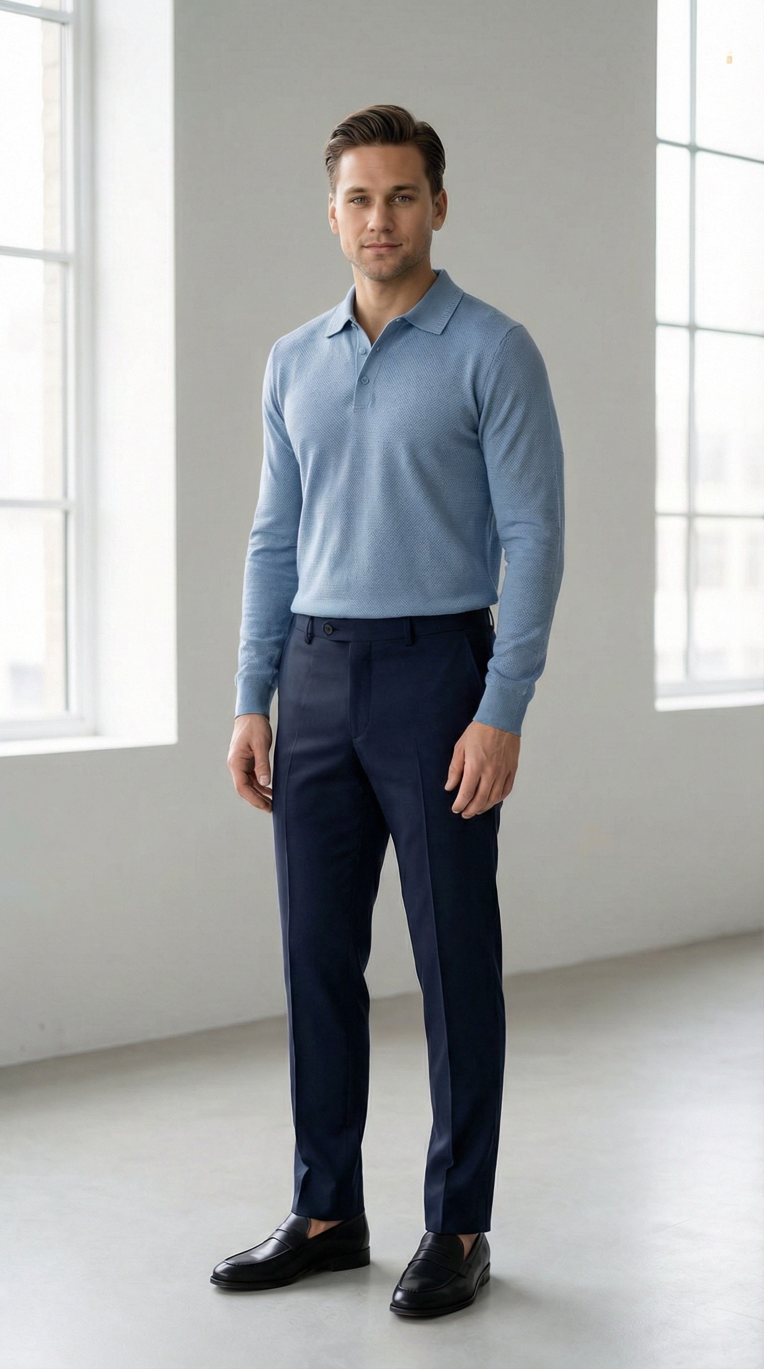 MONSEN Suitory Cotton-Blend Long-Sleeve Polo product image