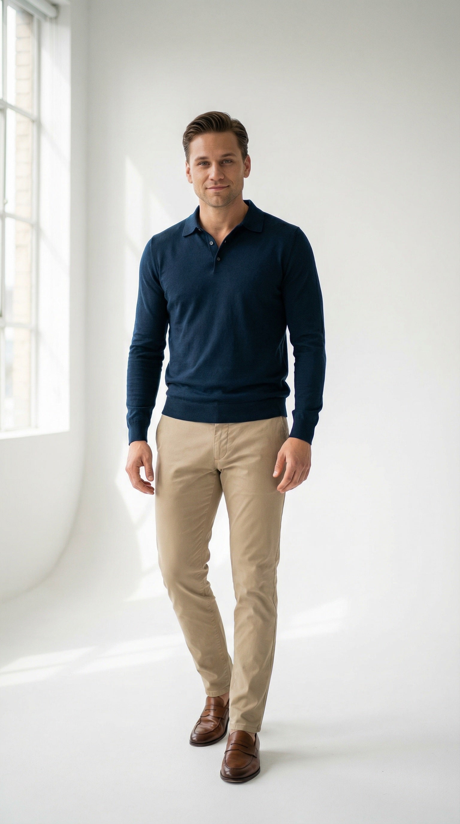 MONSEN Suitory Cotton-Blend Long-Sleeve Polo product image