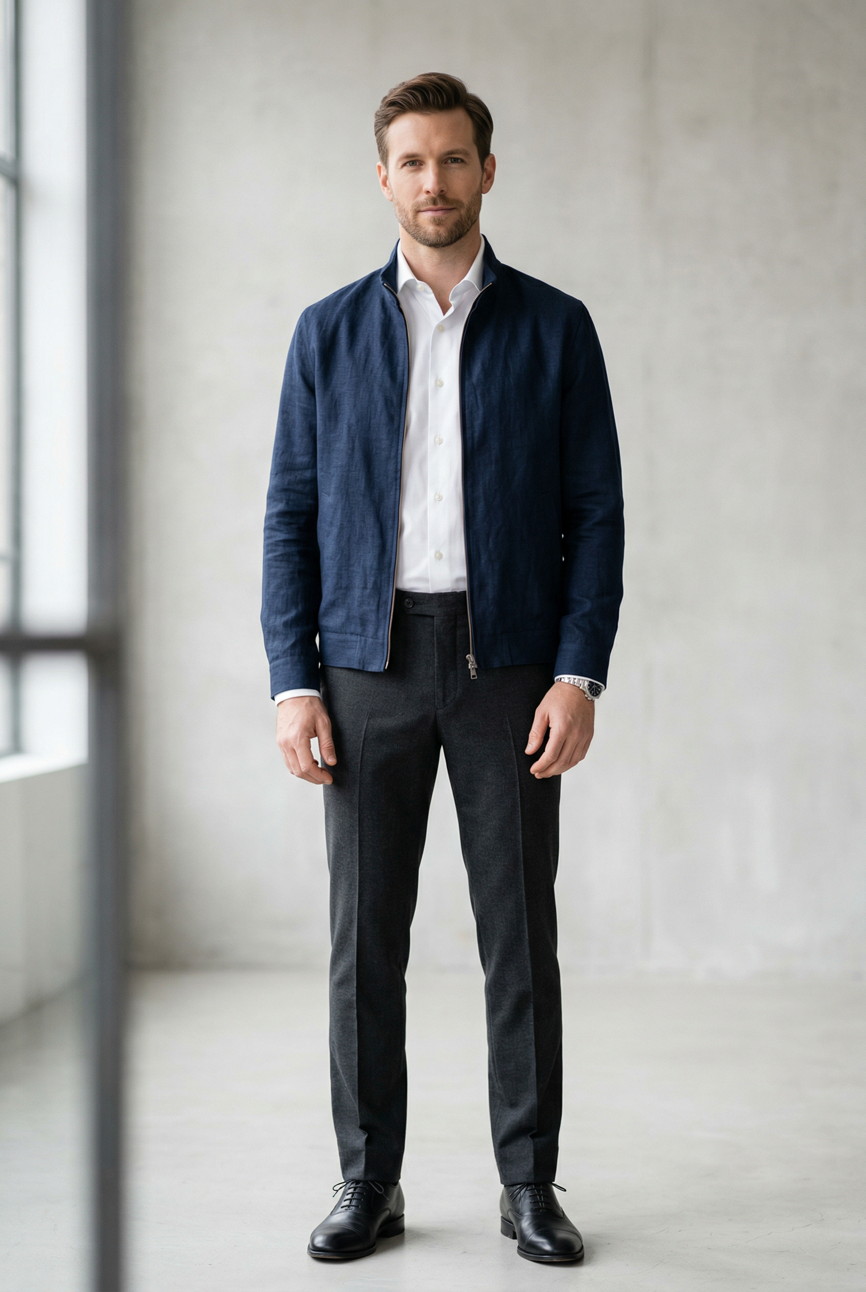MONSEN Suitory 100% Linen Italian Stand-Collar Jacket product image