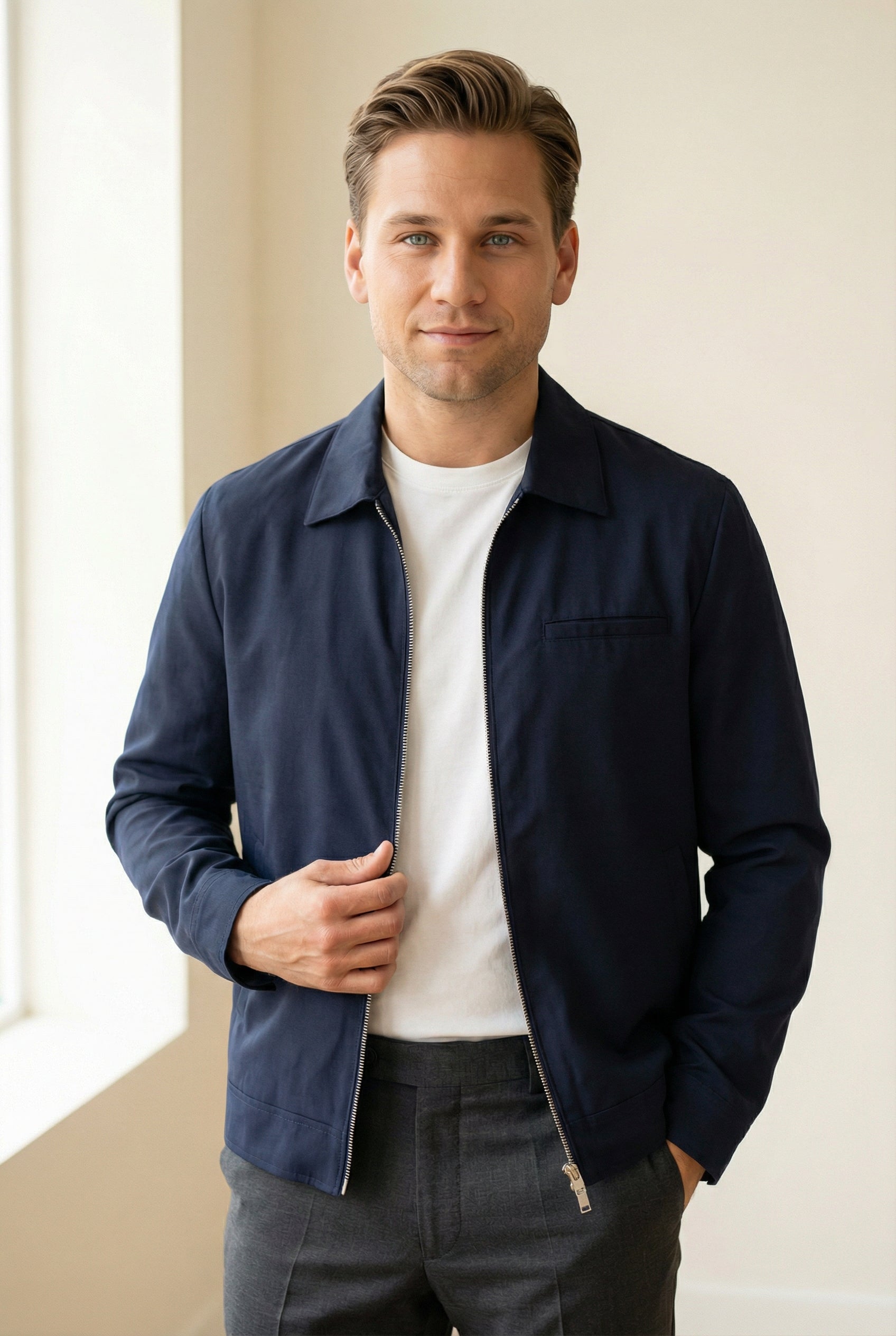 MONSEN Suitory Drapey Plain-Weave Lapel Jacket in Performance Blend product image