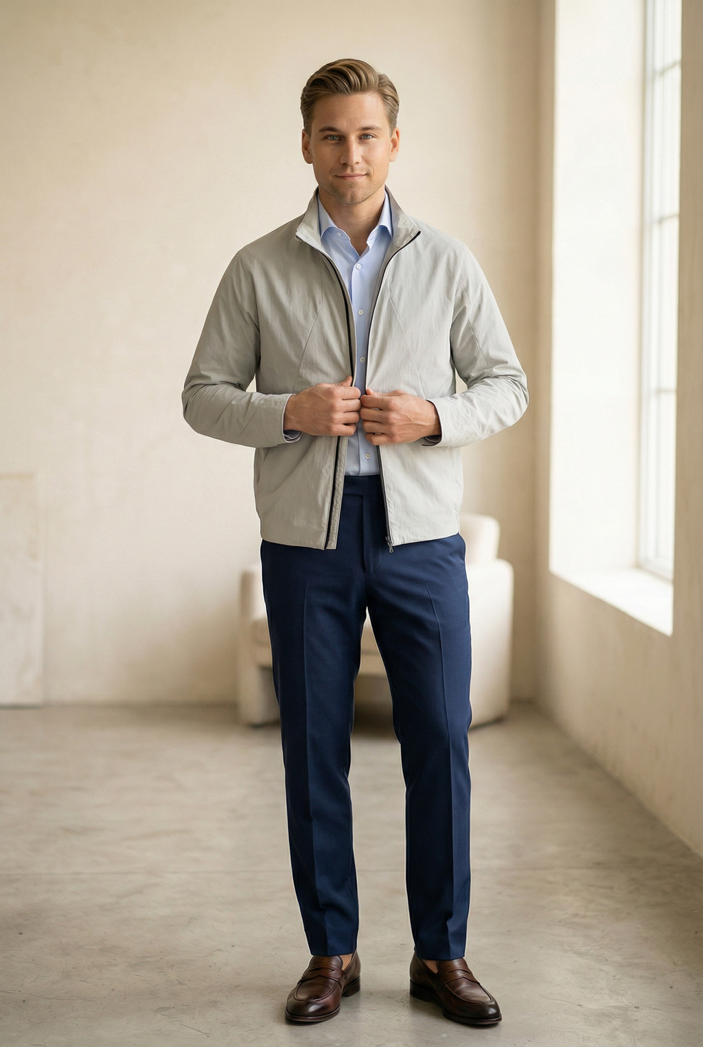 MONSEN Suitory Lightweight Windproof Twill Stand-Collar Jacket product image