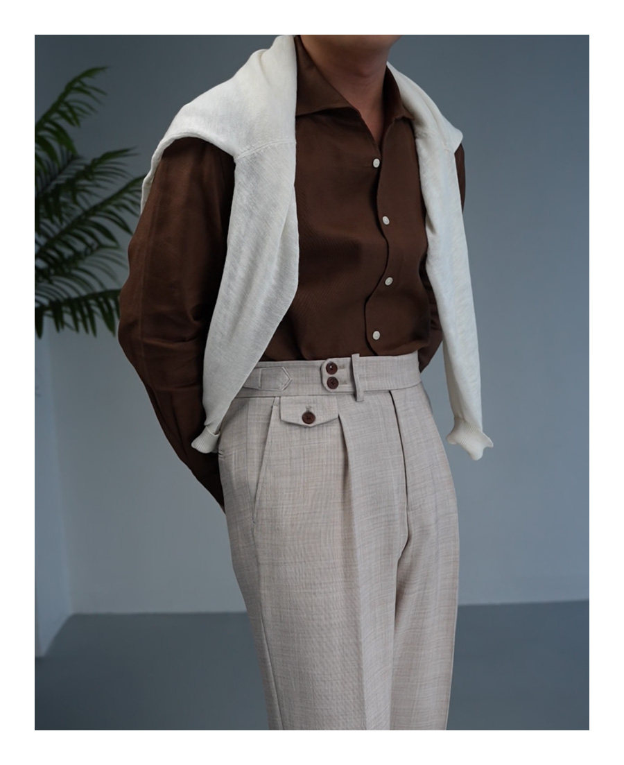 100% Linen Small V-Neck Shirt