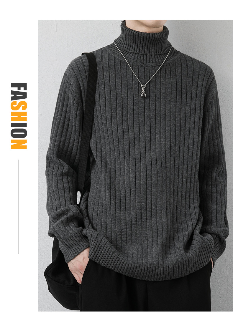 Cotton Turtleneck Stretch Sweater