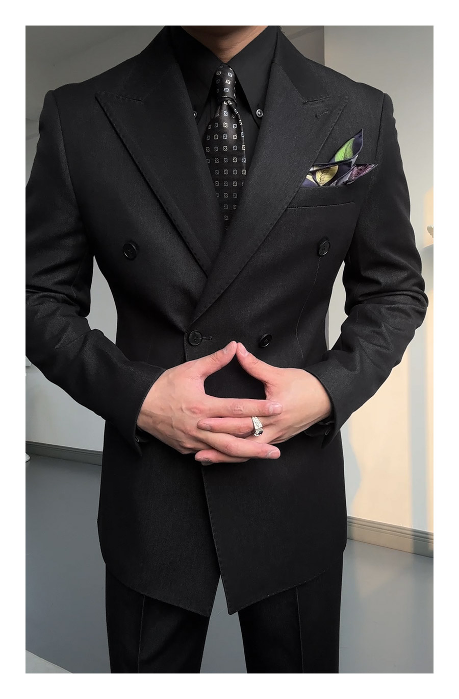 Black DB Peak-Lapel Suit