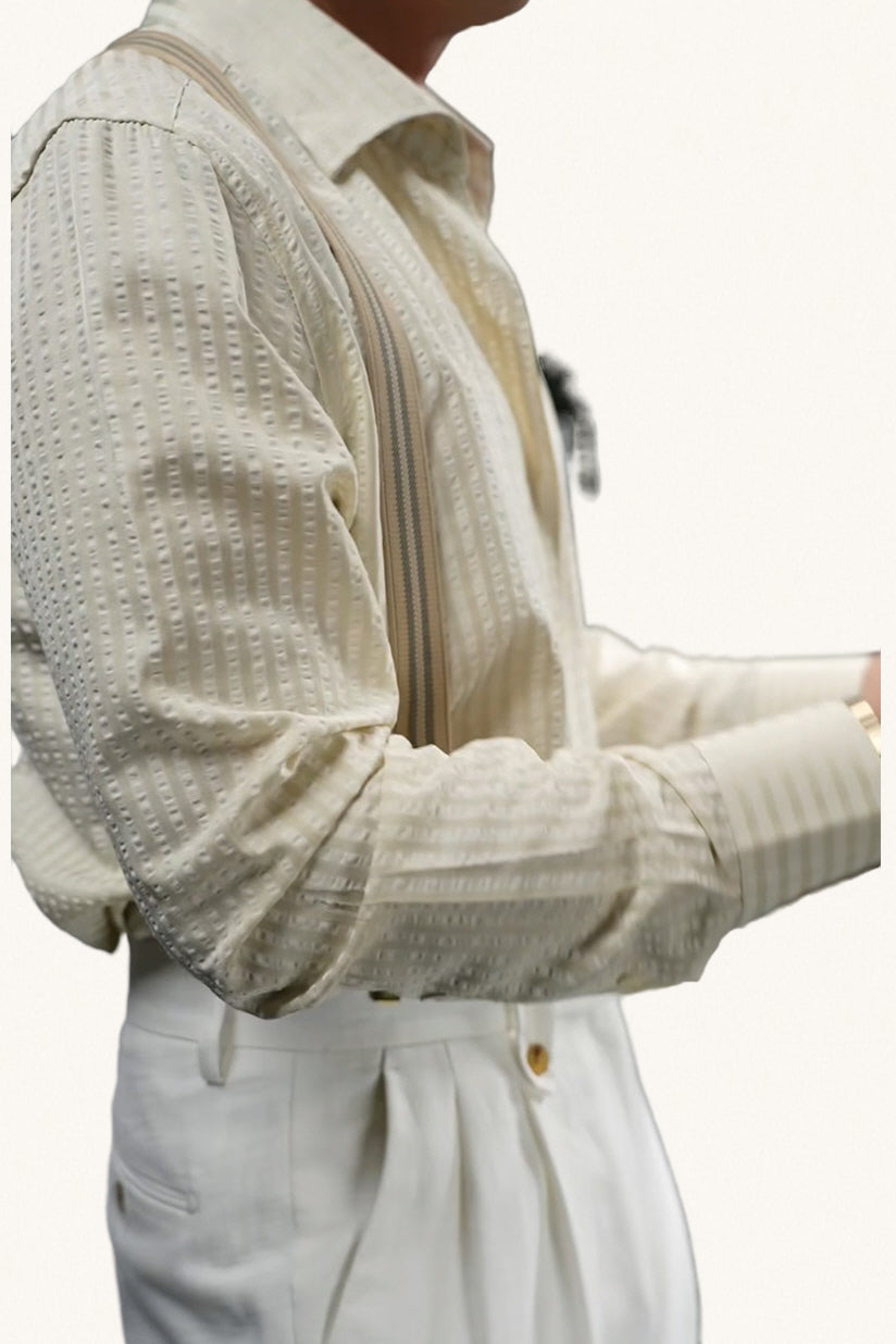 MONSEN Suitory Seersucker Stripe Shirt in Cotton product image