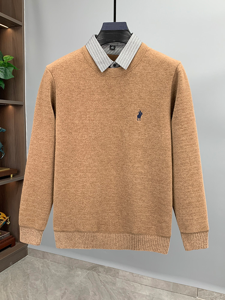 MONSEN Suitory Fleece-Lined Faux Shirt Collar Sweater product image