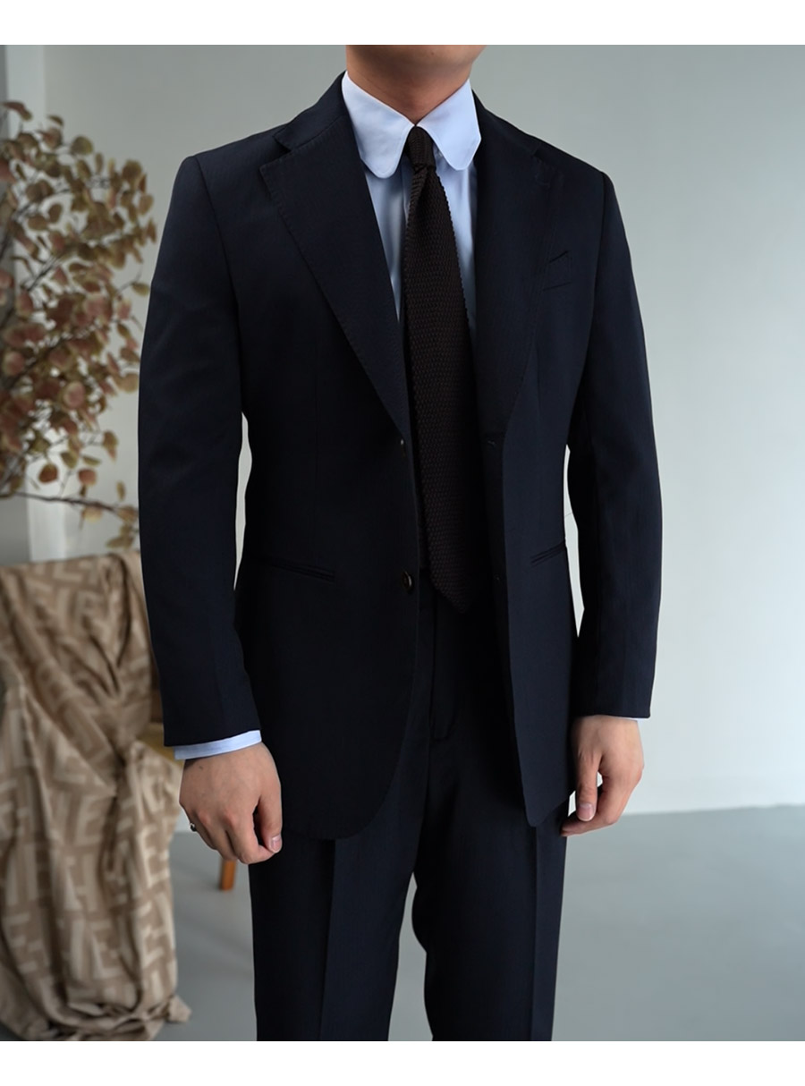 MONSEN Suitory Napoli Navy Dark-Stripe Suit in Wool product image