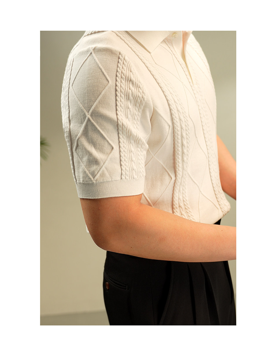 Summer Jacquard Knit Polo