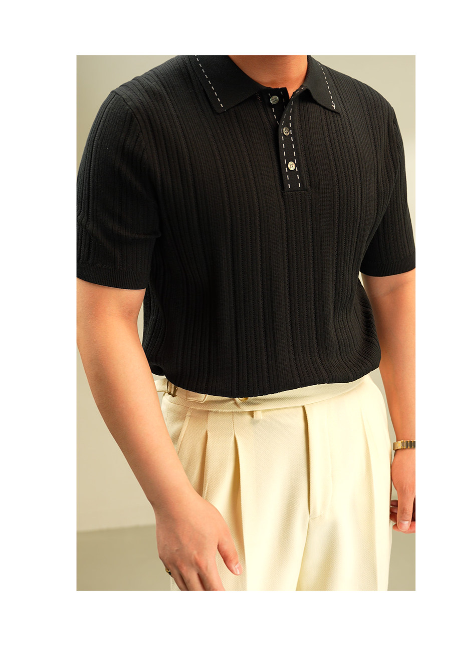 Old-Money Textured Knit Polo