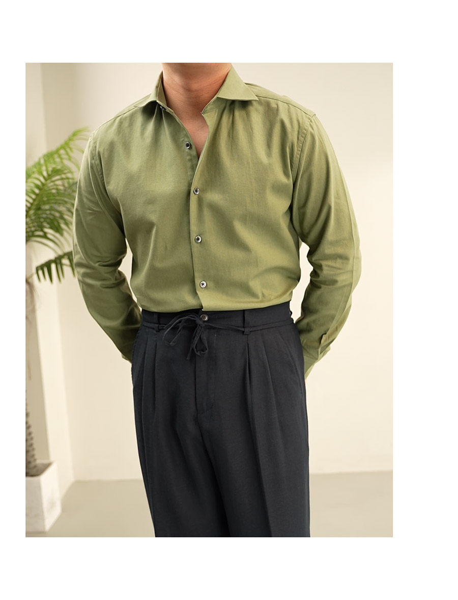 MONSEN Suitory Cotton-Linen Windsor Collar Shirt product image