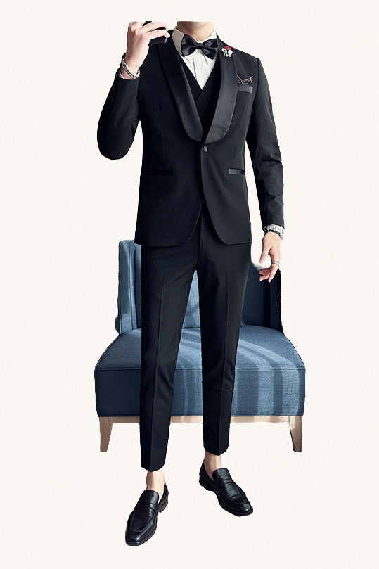 MONSEN Suitory Slim Fit Tuxedo Suit in Wool product image