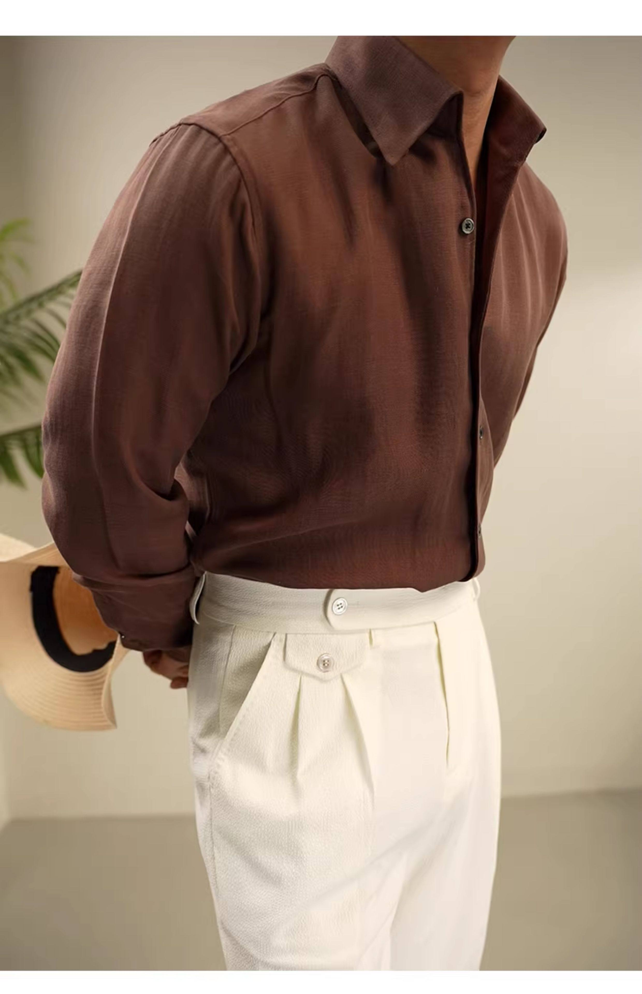 One-Piece Collar Linen Shirt