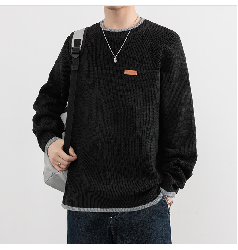 Faux Two-Piece Crewneck Sweater