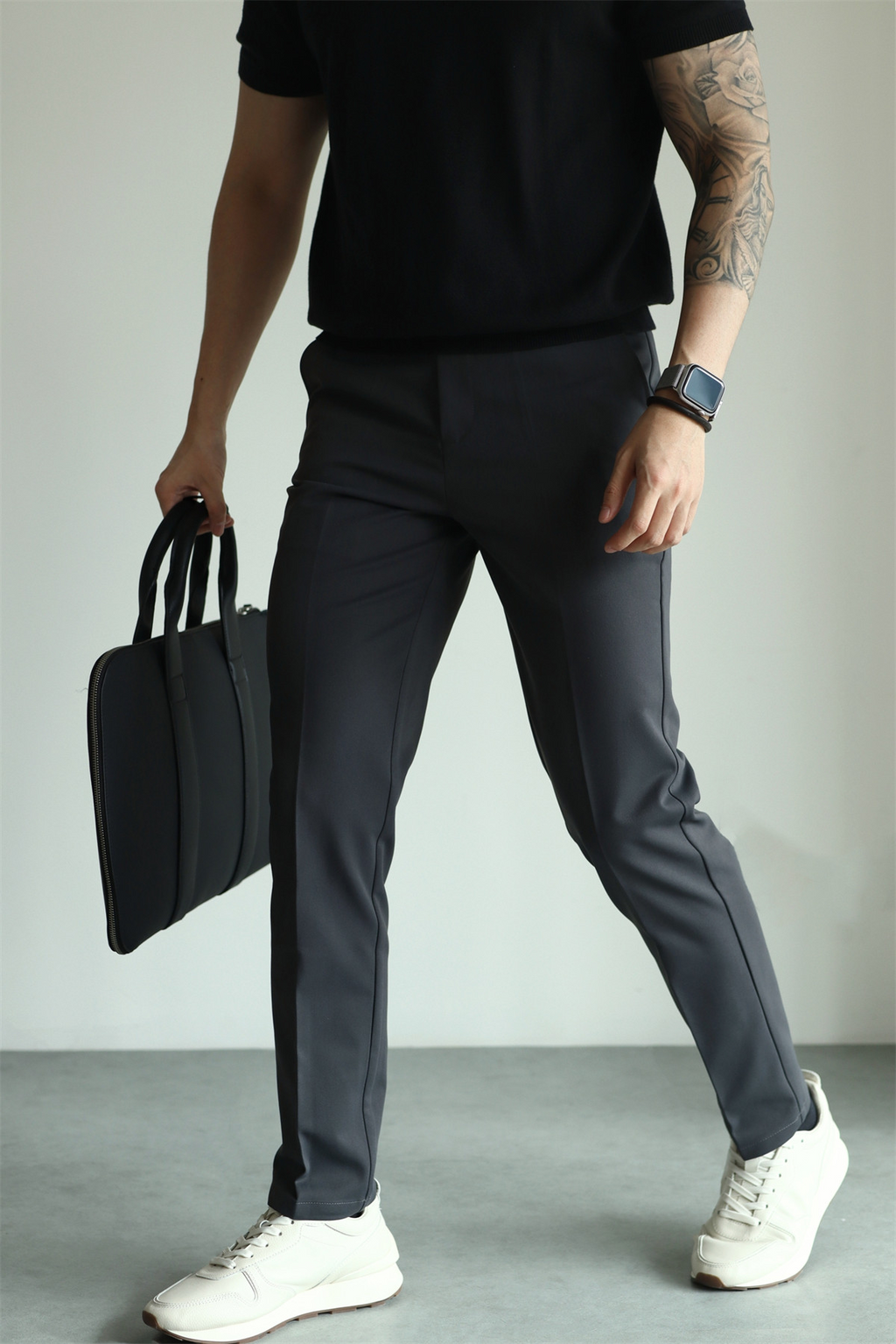MONSEN Suitory Hidden-Elastic Waist Stretch Ankle Trousers in Performance Blend product image