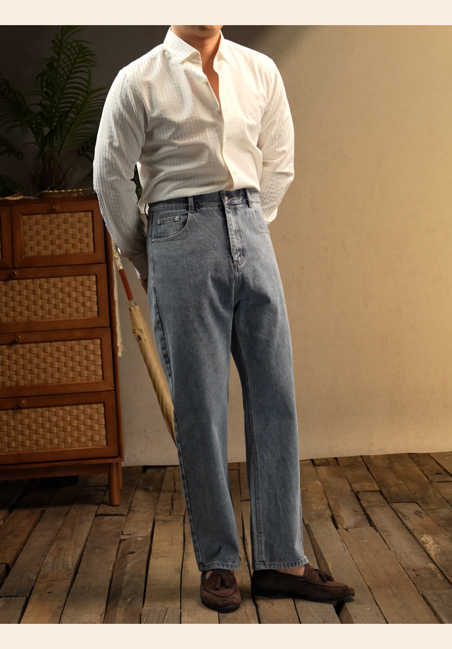 Seersucker One-Piece Collar Shirt