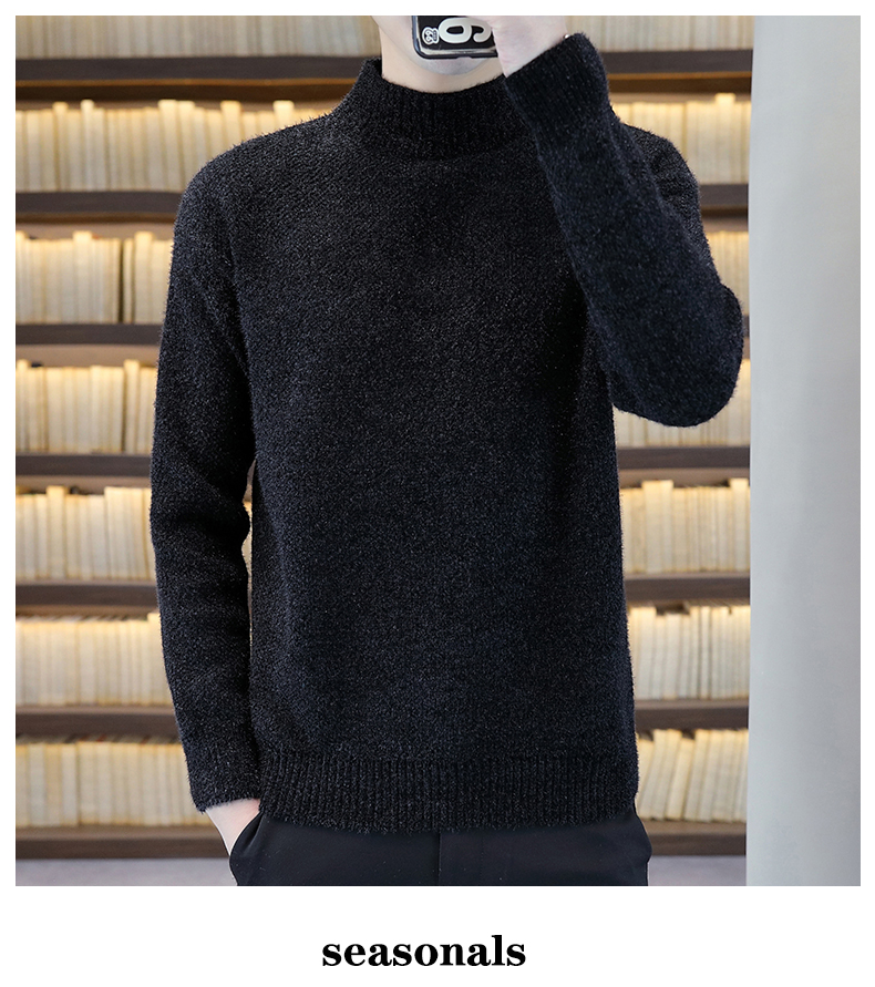 Mock-Neck Fleece Chenille Sweater