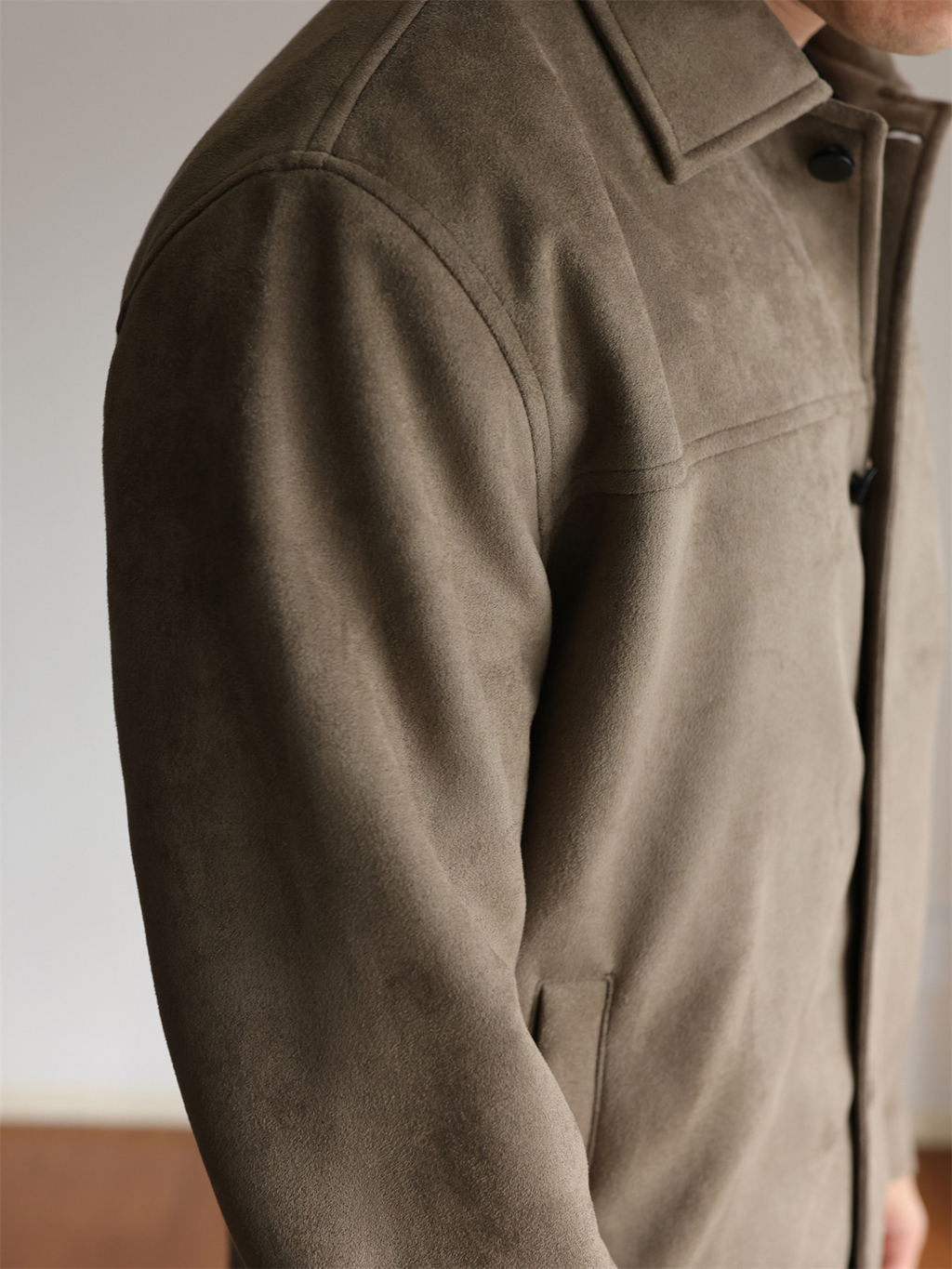MONSEN Suitory Double-Brushed Faux Suede Lapel Jacket product image