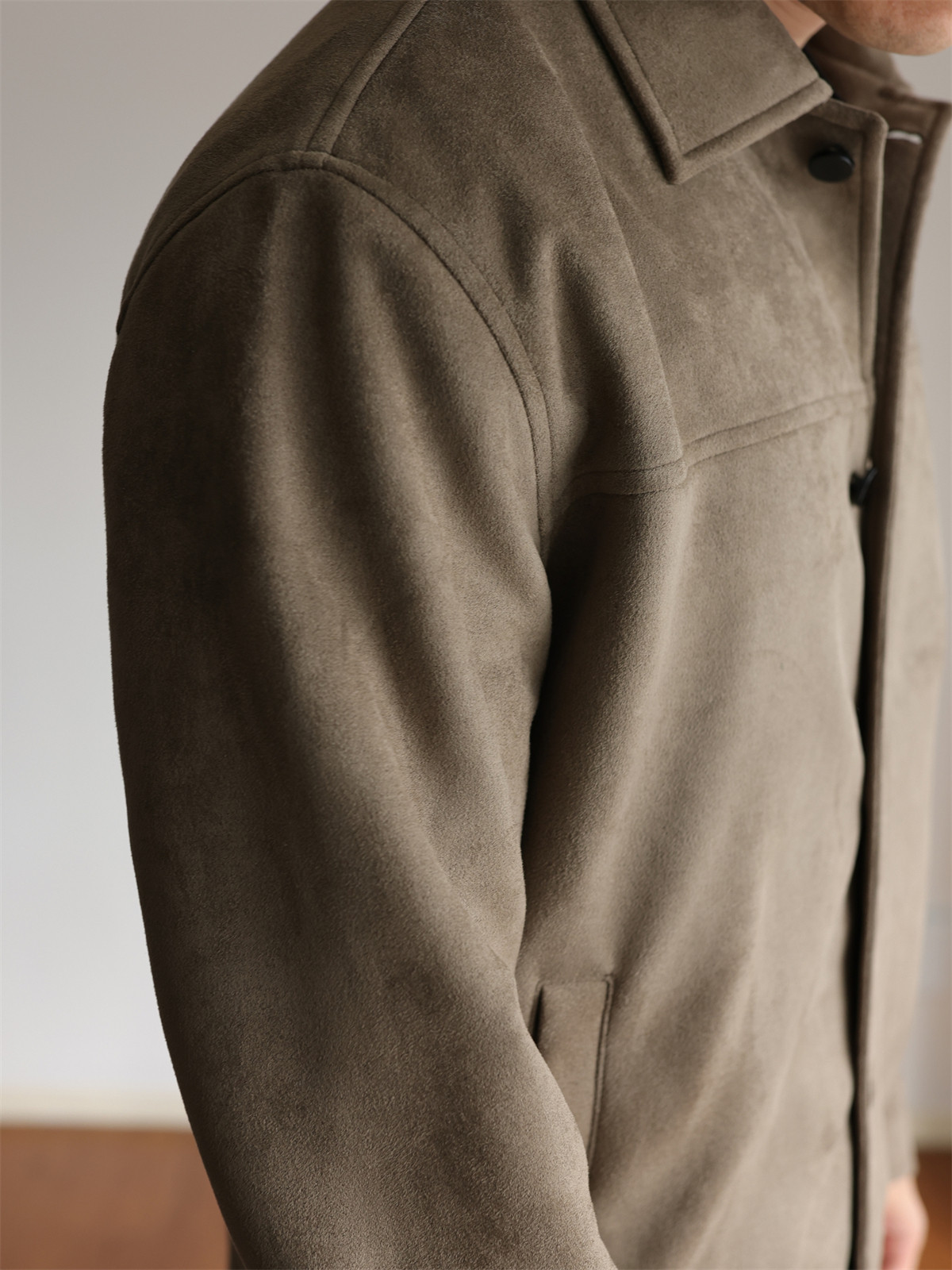 MONSEN Suitory Double-Brushed Faux Suede Lapel Jacket product image