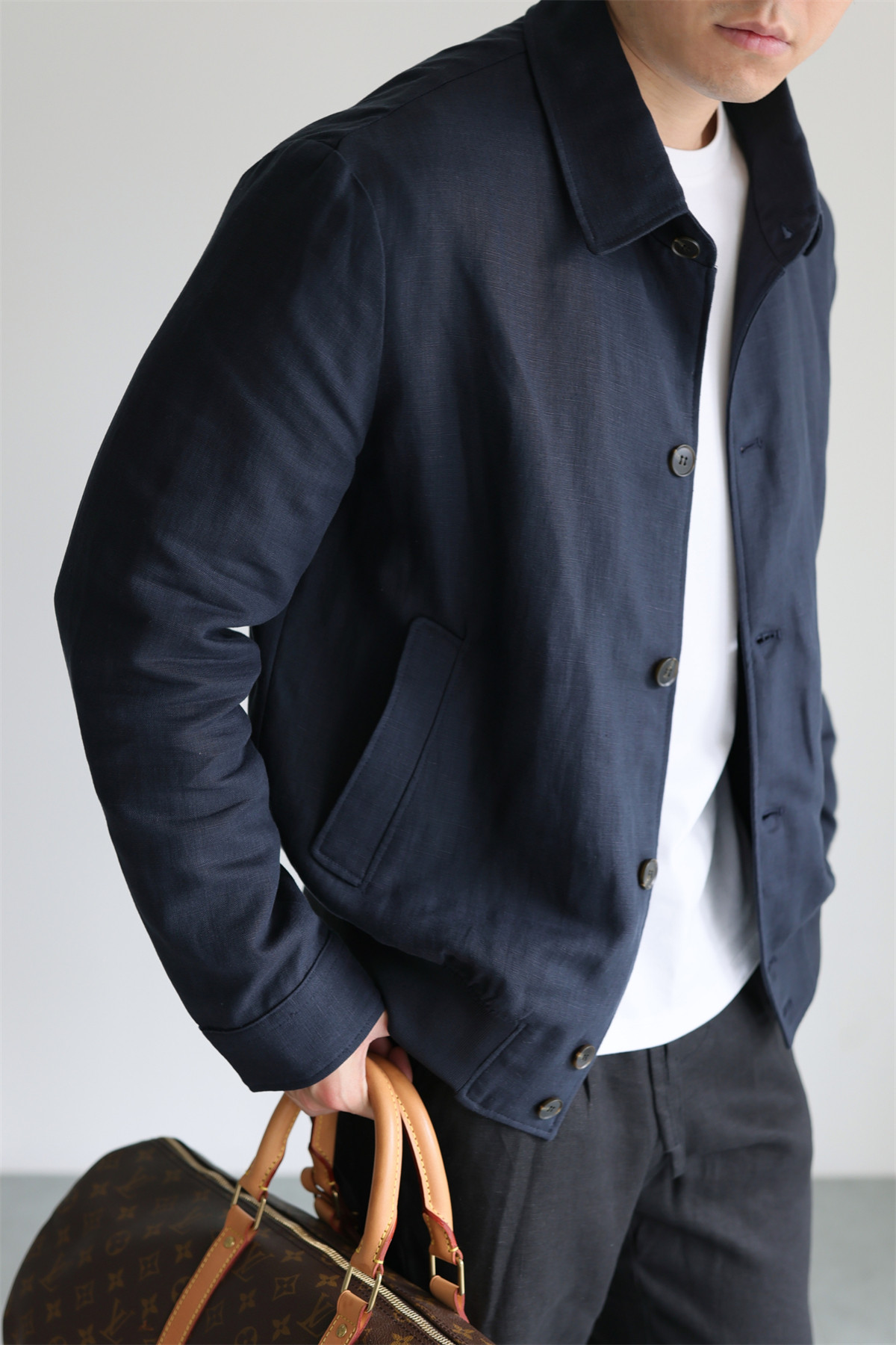 MONSEN Suitory Tencel-Linen Lightweight Sheen Lapel Jacket product image