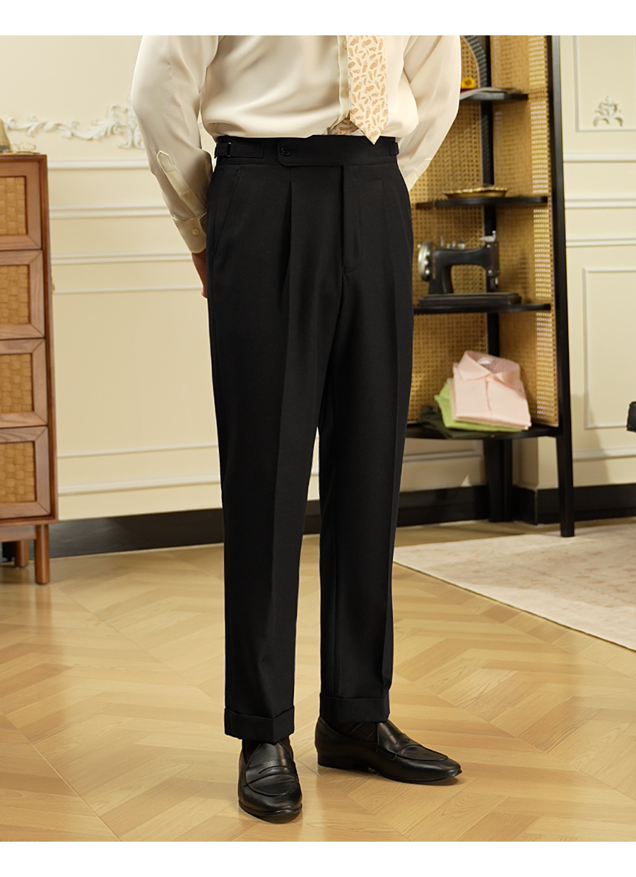 Wrinkle-Resistant High-Waist Trousers