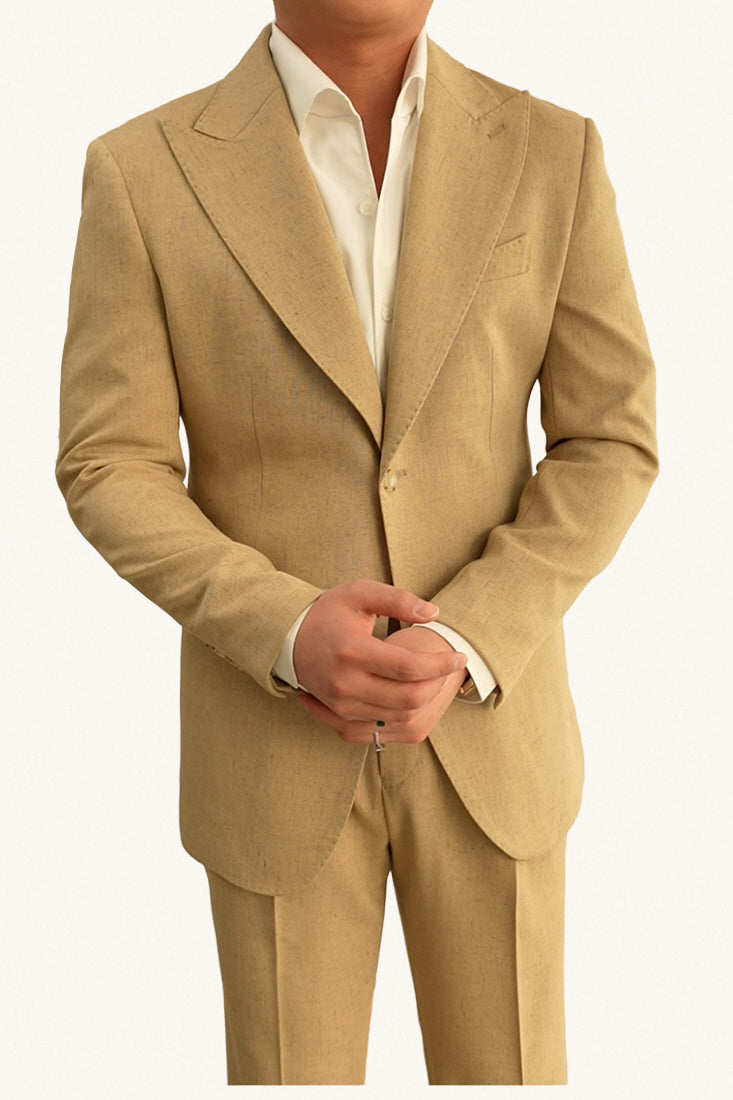 MONSEN Suitory Neapolitan Linen-Blend Slim Blazer/Suit product image