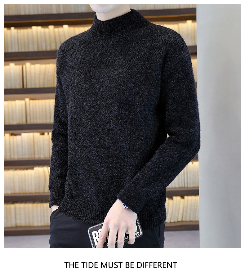 Mock-Neck Fleece Chenille Sweater