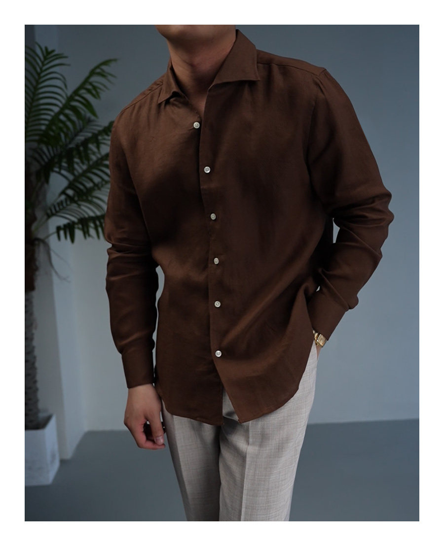 100% Linen Small V-Neck Shirt