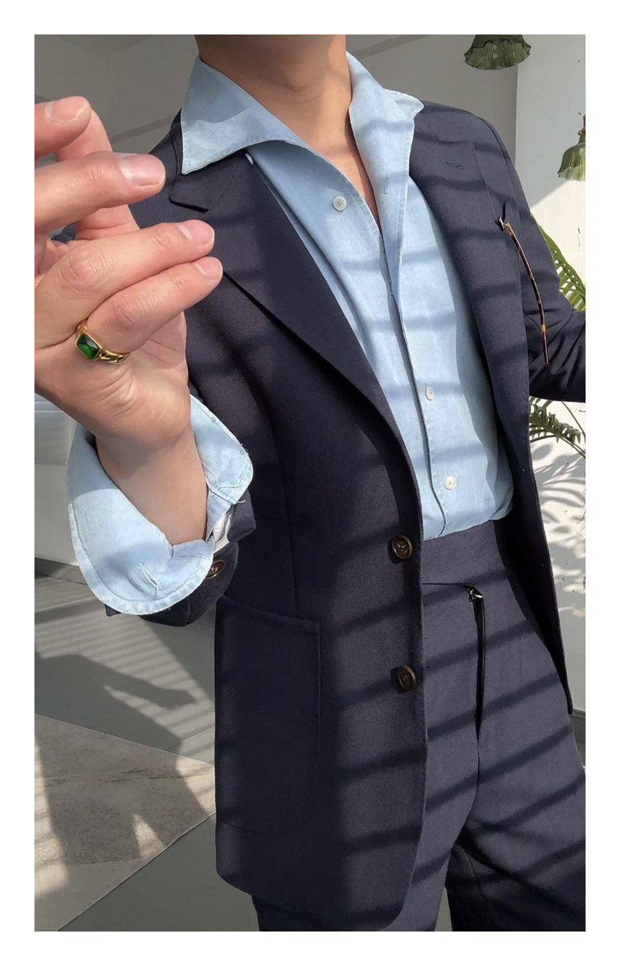One-Piece Collar Denim Shirt